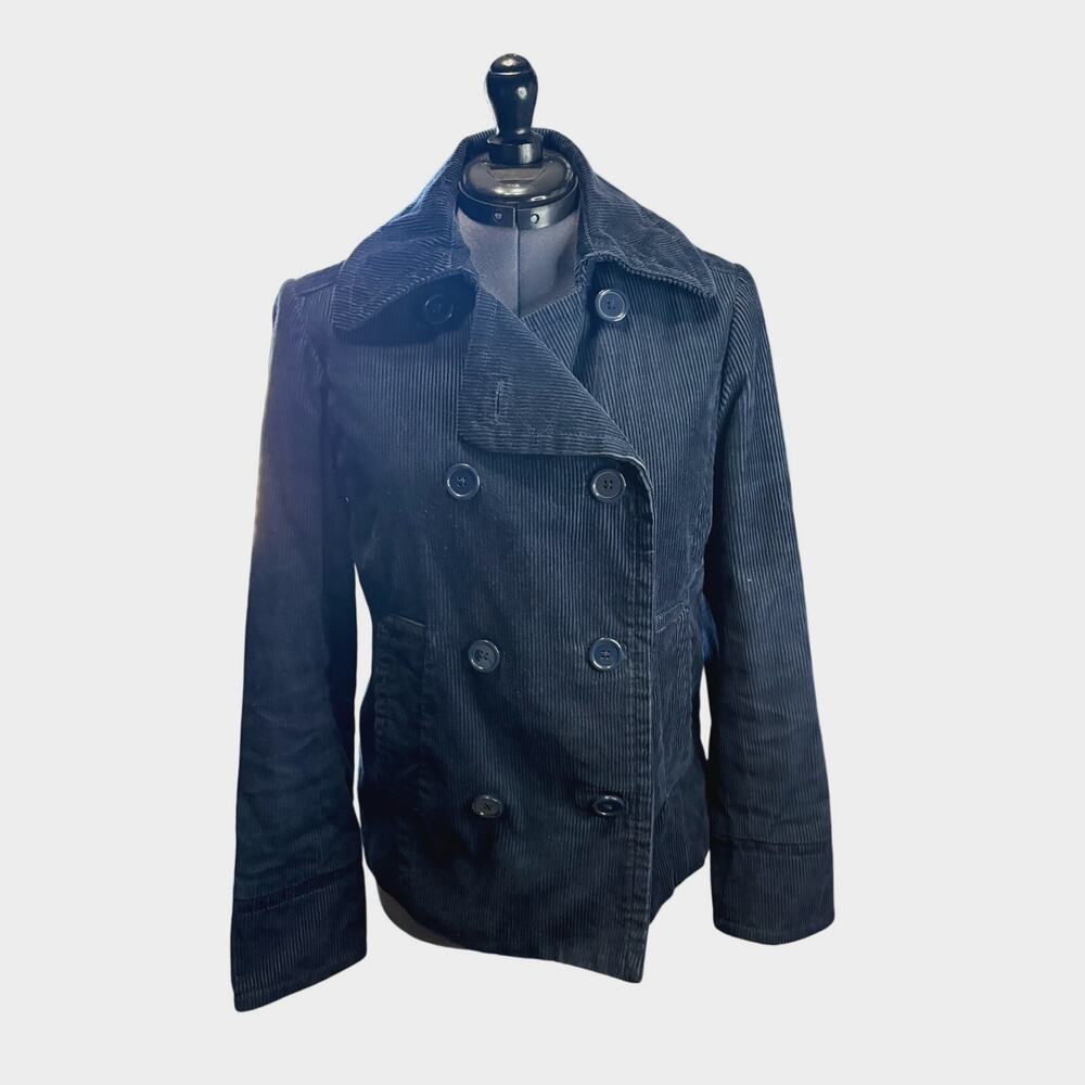 GAP Navy Corduroy Peacoat Sz Medium | Purple Lined Double Breasted Jacket | Y2k